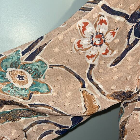 Joie Tie Neck Blouse Women's Size XS Flowers D16 - Picture 4 of 5